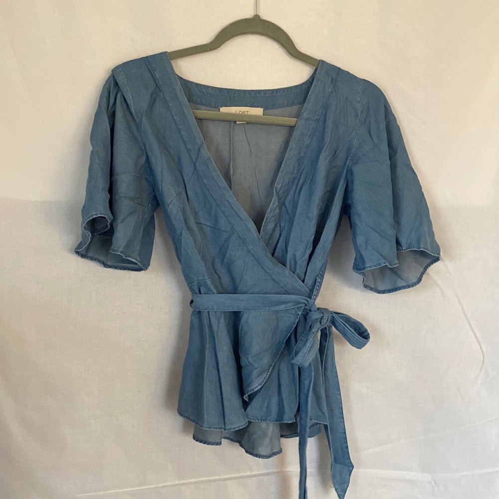 Tie up blue top